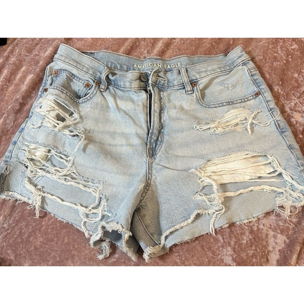 American Eagle Distressed Light Wash Denim Shorts